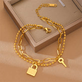Arzonai Cross-border hot selling simple style titanium steel couple heart lock bracelet Korean version personality small fresh titanium steel bracelet wholesale